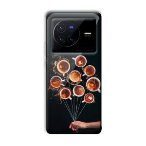 Coffee Cups Customized Printed Glass Back Cover for Vivo X80