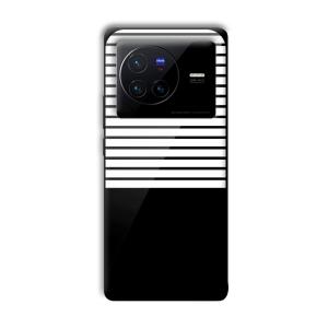White and Black Stripes Customized Printed Glass Back Cover for Vivo X80 Pro