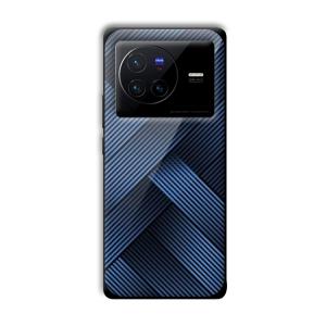 Blue Criss Cross Customized Printed Glass Back Cover for Vivo X80 Pro