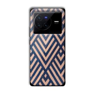 Gold and Blue Customized Printed Glass Back Cover for Vivo X80