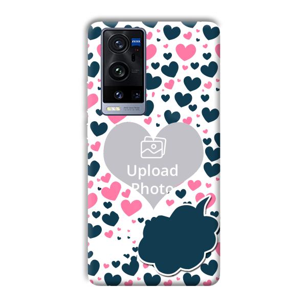 Blue & Pink Hearts Customized Printed Back Cover for Vivo X60 Pro Plus
