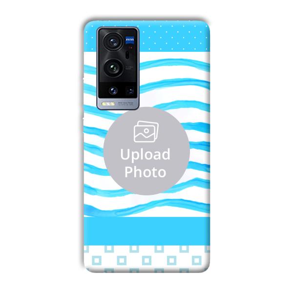 Blue Wavy Design Customized Printed Back Cover for Vivo X60 Pro Plus