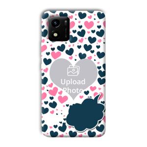 Blue & Pink Hearts Customized Printed Back Cover for Vivo Y01