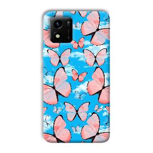 Pink Butterflies Phone Customized Printed Back Cover for Vivo Y01