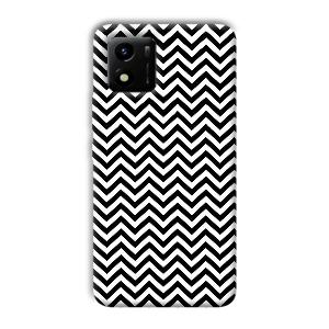 Black White Zig Zag Phone Customized Printed Back Cover for Vivo Y01