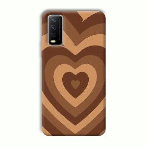 Brown Hearts Phone Customized Printed Back Cover for Vivo Y12G