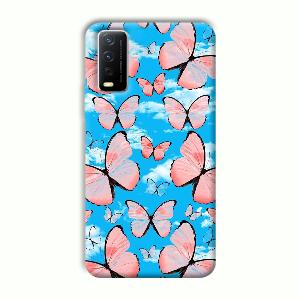 Pink Butterflies Phone Customized Printed Back Cover for Vivo Y12G