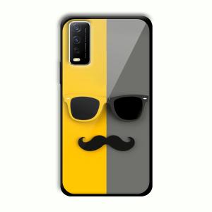 Yellow and Grey Sunglass Customized Printed Glass Back Cover for Vivo Y12G