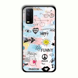 Illustrations Customized Printed Glass Back Cover for Vivo Y12G