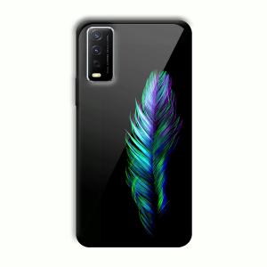 Neon Feather Customized Printed Glass Back Cover for Vivo Y12G
