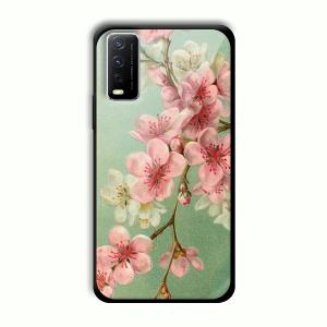 Pink Flowers Customized Printed Glass Back Cover for Vivo Y12G