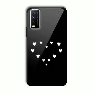 Little White Hearts Customized Printed Glass Back Cover for Vivo Y12G