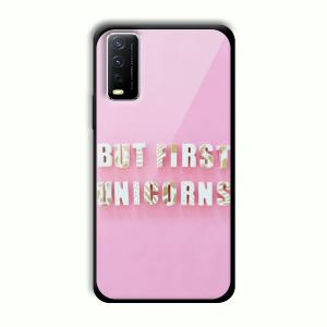 Unicorns Customized Printed Glass Back Cover for Vivo Y12G