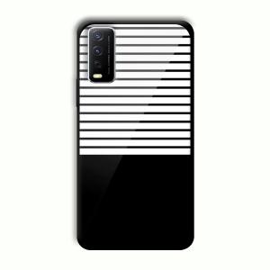 White and Black Stripes Customized Printed Glass Back Cover for Vivo Y12G