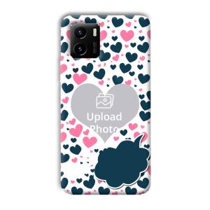 Blue & Pink Hearts Customized Printed Back Cover for Vivo Y15C