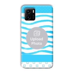 Blue Wavy Design Customized Printed Back Cover for Vivo Y15C