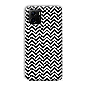 Black White Zig Zag Phone Customized Printed Back Cover for Vivo Y15C