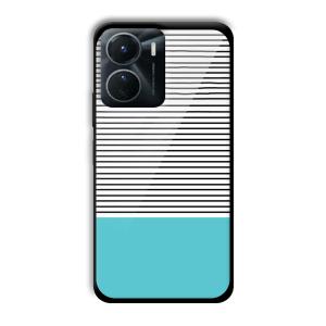 Cyan Stripes Customized Printed Glass Back Cover for Vivo