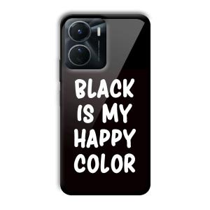 Black is My Happy Color Customized Printed Glass Back Cover for Vivo