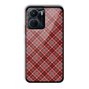 Red Checks Customized Printed Glass Back Cover for Vivo