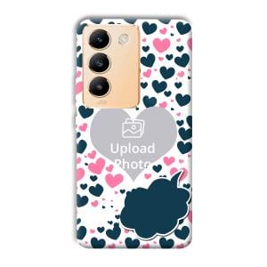 Blue & Pink Hearts Customized Printed Back Cover for Vivo