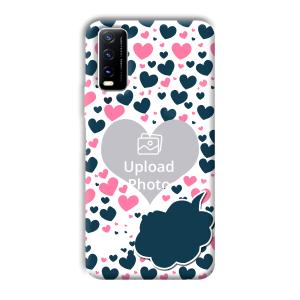 Blue & Pink Hearts Customized Printed Back Cover for Vivo Y20G