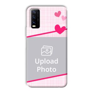 Pink Check Customized Printed Back Cover for Vivo Y20G