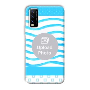Blue Wavy Design Customized Printed Back Cover for Vivo Y20G