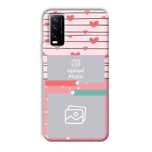 Pink Hearts Customized Printed Back Cover for Vivo Y20G