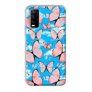 Pink Butterflies Phone Customized Printed Back Cover for Vivo Y20G