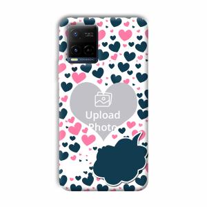 Blue & Pink Hearts Customized Printed Back Cover for Vivo Y21