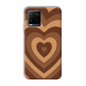 Brown Hearts Phone Customized Printed Back Cover for Vivo Y21