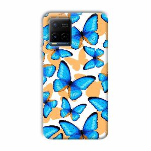 Blue Butterflies Phone Customized Printed Back Cover for Vivo Y21
