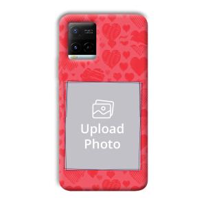 Red Hearts Customized Printed Back Cover for Vivo Y21G