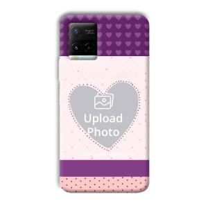 Purple Hearts Customized Printed Back Cover for Vivo Y21G