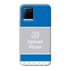 Blue White Design Customized Printed Back Cover for Vivo Y21G