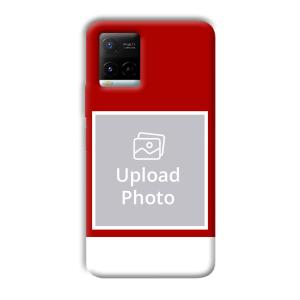 Red & White Customized Printed Back Cover for Vivo Y21G