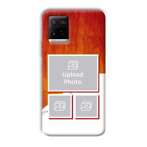 Red White Background Customized Printed Back Cover for Vivo Y21G