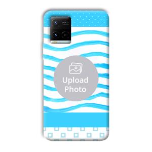 Blue Wavy Design Customized Printed Back Cover for Vivo Y21G