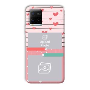Pink Hearts Customized Printed Back Cover for Vivo Y21G