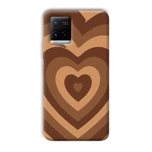 Brown Hearts Phone Customized Printed Back Cover for Vivo Y21G