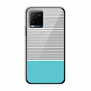 Cyan Stripes Customized Printed Glass Back Cover for Vivo Y21