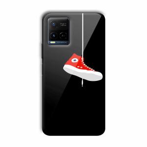 Red Sneaker Customized Printed Glass Back Cover for Vivo Y21