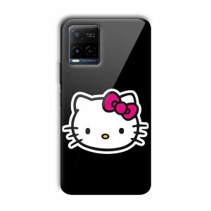 Cute Kitty Customized Printed Glass Back Cover for Vivo Y21
