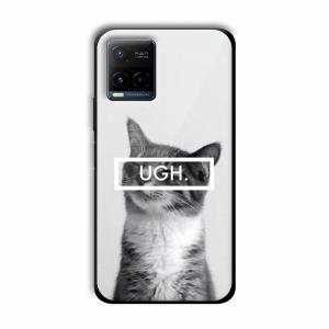 UGH Irritated Cat Customized Printed Glass Back Cover for Vivo Y21