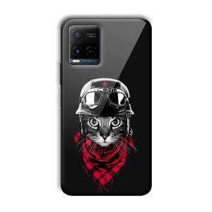 Rider Cat Customized Printed Glass Back Cover for Vivo Y21