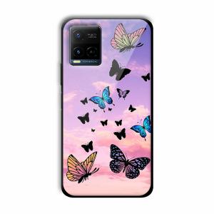 Butterflies Customized Printed Glass Back Cover for Vivo Y21