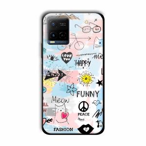 Illustrations Customized Printed Glass Back Cover for Vivo Y21