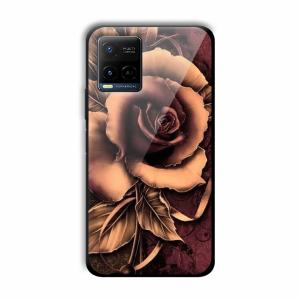Brown Rose Customized Printed Glass Back Cover for Vivo Y21
