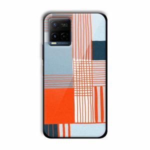 Orange Stripes Customized Printed Glass Back Cover for Vivo Y21